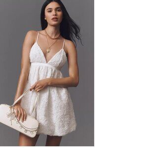 Anthropologie Endless Rose Sleeveless Sequin Bubble Mini Dress S white nwt new